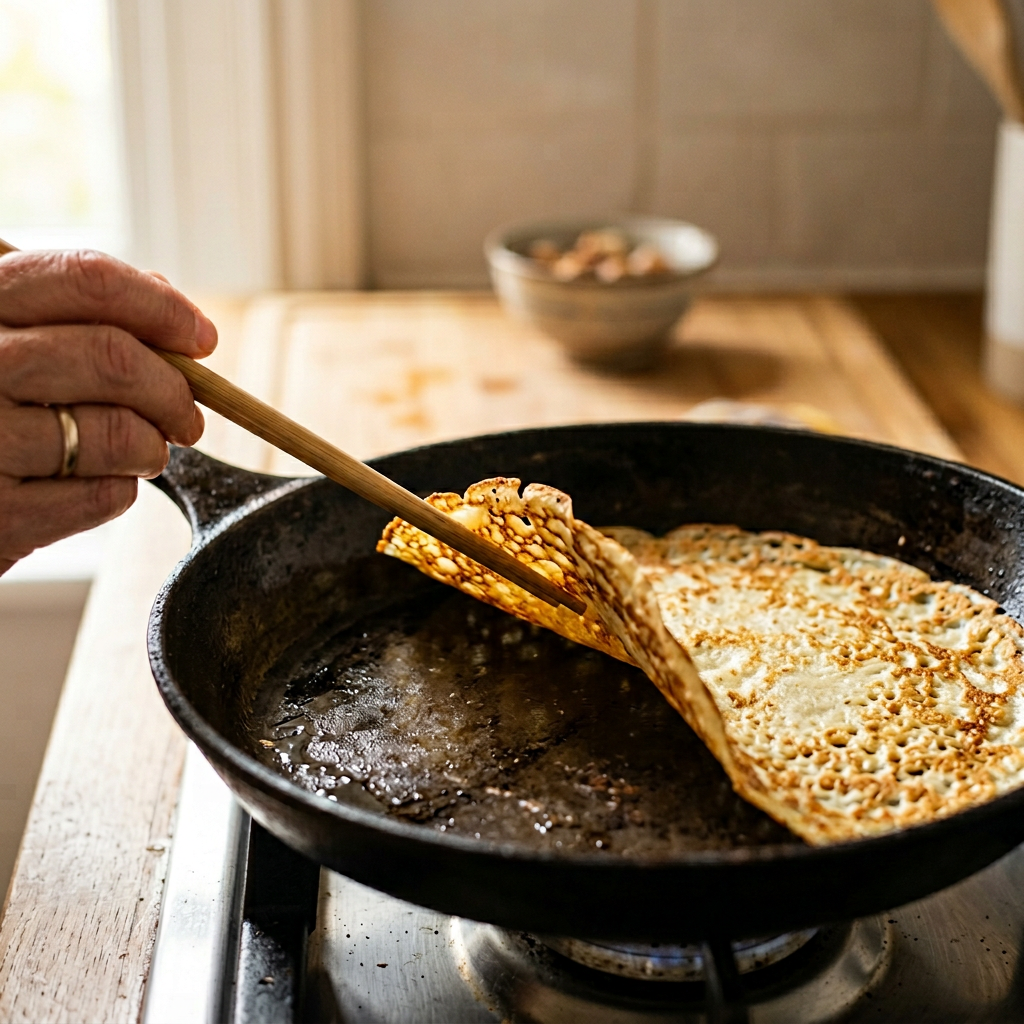 Flip a crepe (bravely)