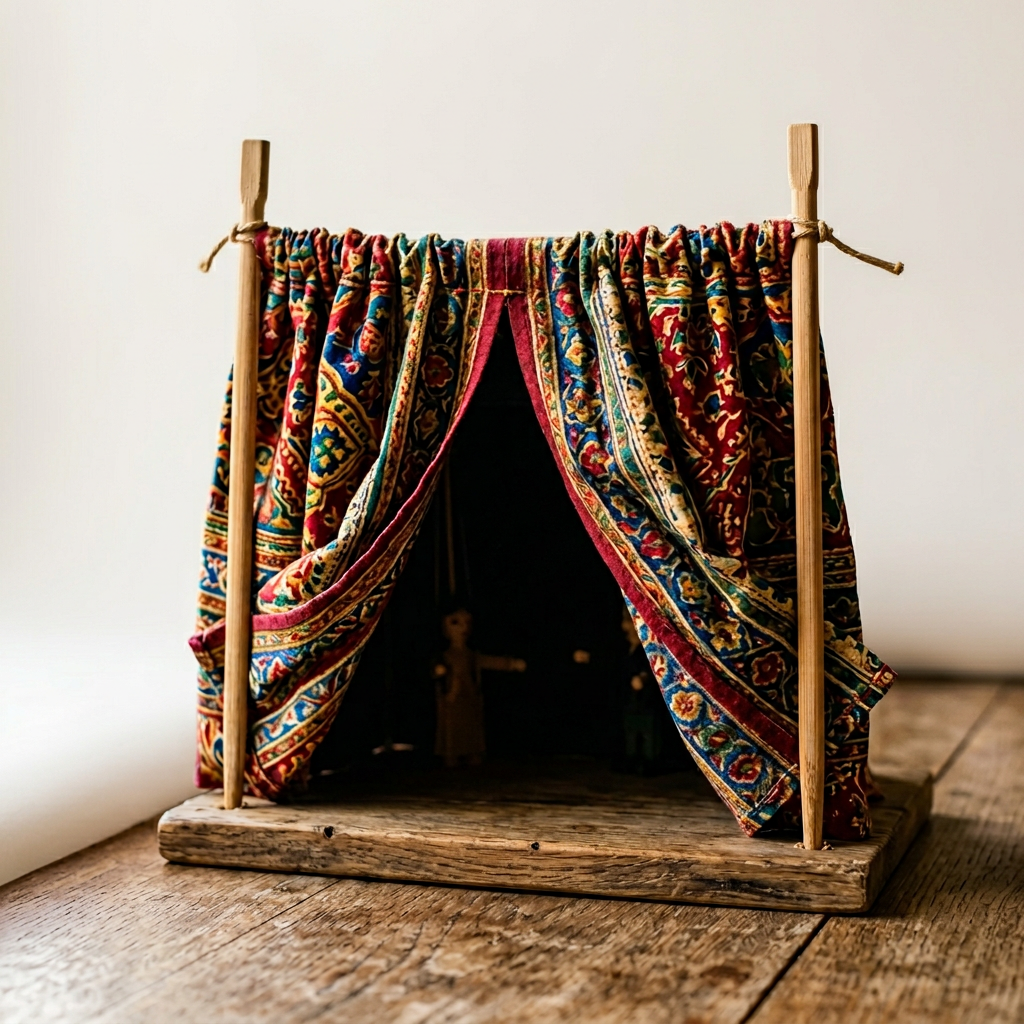Puppet theatre curtain rod