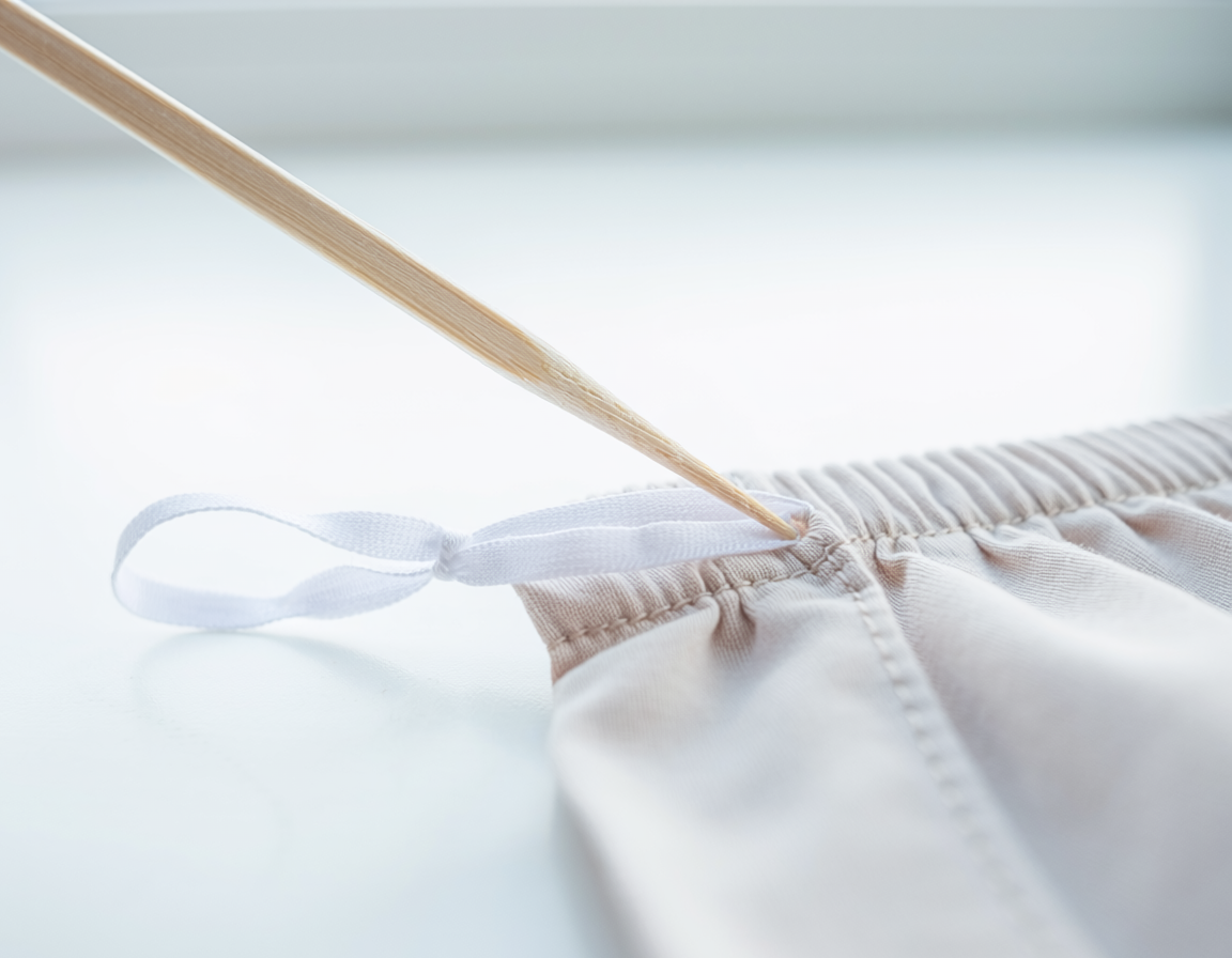 Thread elastic through clothing