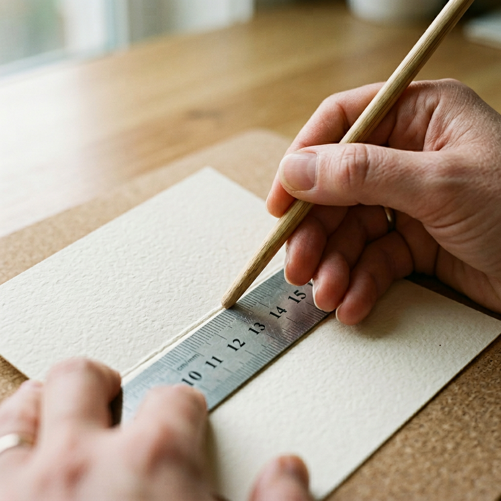 Score fold lines in card