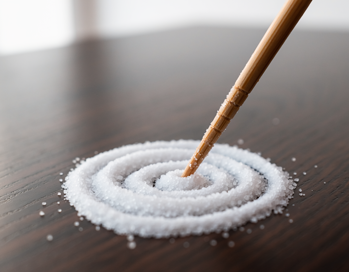 Draw patterns in spilled salt