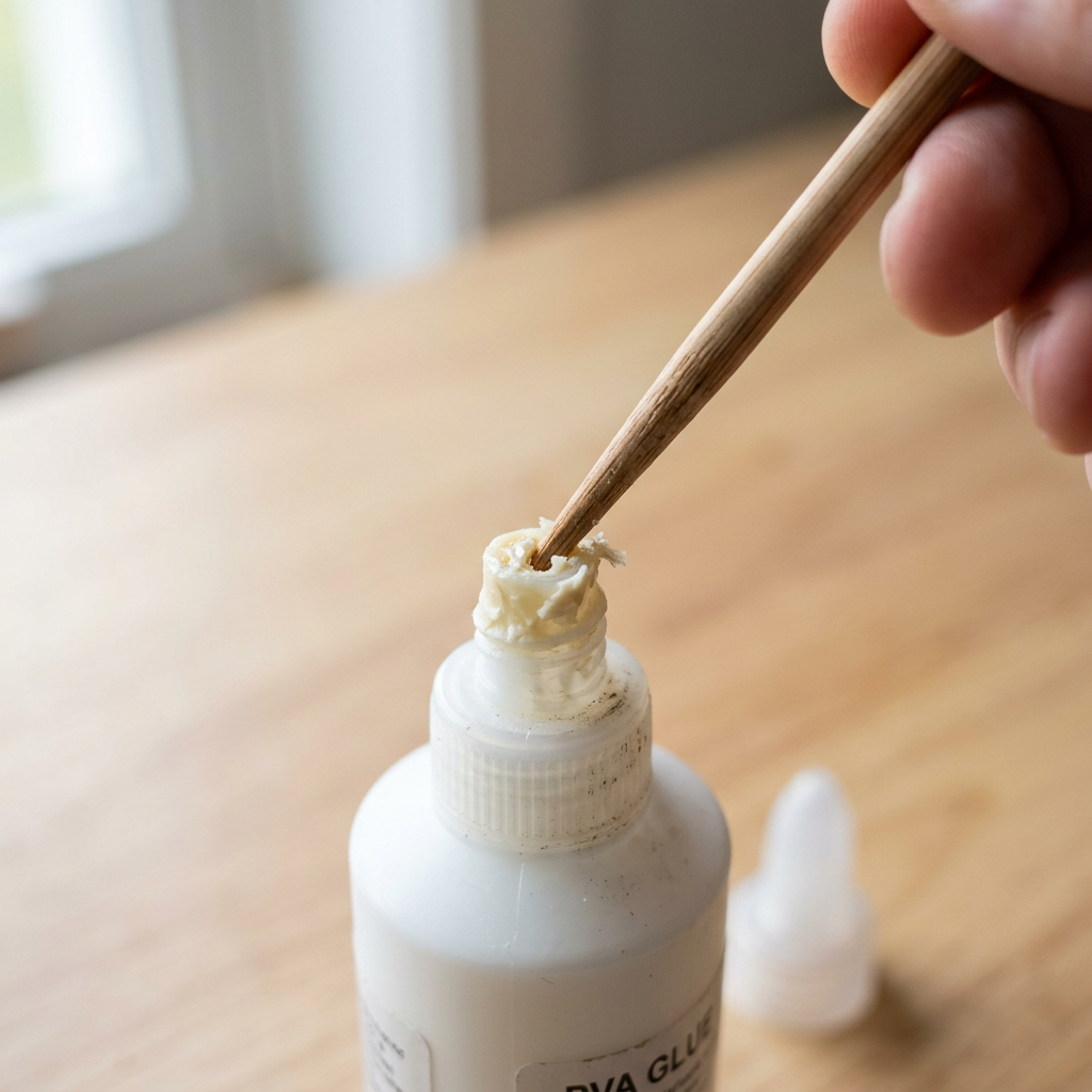 Unclog a glue bottle nozzle