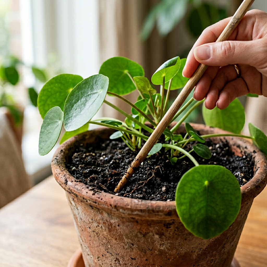 Aerate a plant pot